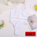 2PCS/Set Women Seamless Bra Panties Set Sexy Stretch Sport Bra Thong Briefs Style Panty Bralette Crop Top Intimates Lingerie Set
