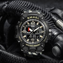 SMAEL Watches For Men 50M Waterproof Clock Alarm reloj hombre 1545D Dual Display Wristwatch Quartz Military Watch Sport New Mens