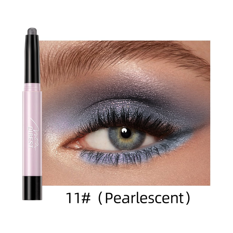 QIBEST Pearlescent Silkworm Eyeshadow Pen Lasting Waterproof Shiny Pigment Cosmetics Glitter Matte Nude Eye Shadow Pencil Makeup
