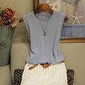 Fashion Woman Blouse 2021 Summer Sleeveless Blouse Women O-neck Knitted Blouse Shirt Women Clothes Womens Tops And Blouses C853