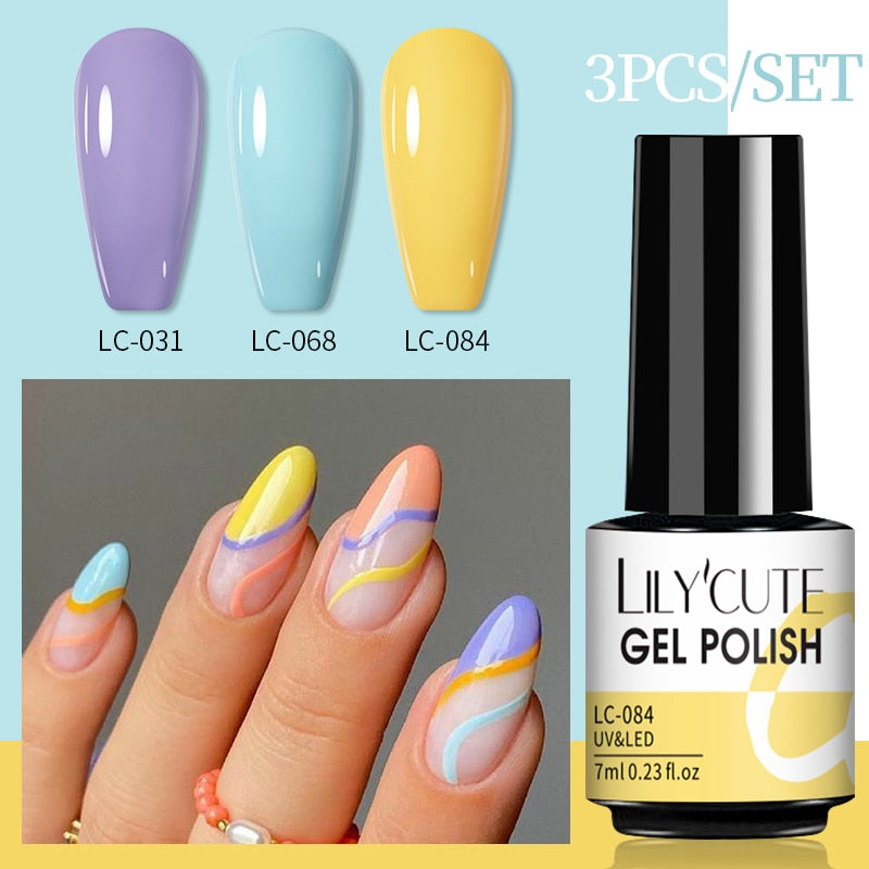 LILYCUTE 3 PCS Gel Nail Polish Set Nude Pink Glitter Sequins Matte Effect Gel Long Lasting Base Top Coat Nail Art Design Hybrid