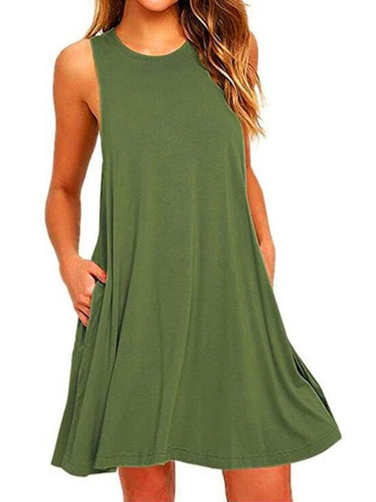 Women Black Blue Summer Dress 2022 Polyester  Short Sleeve O-Neck Tops Casual Loose Dress Female Street White Dress Vestidos