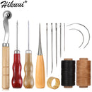 Leather Craft Sewing Kit Waxed Thread Hand Quilting Needles Sewing Awl for Beginner Leather Upholstery Repair, Stitching, Sewing
