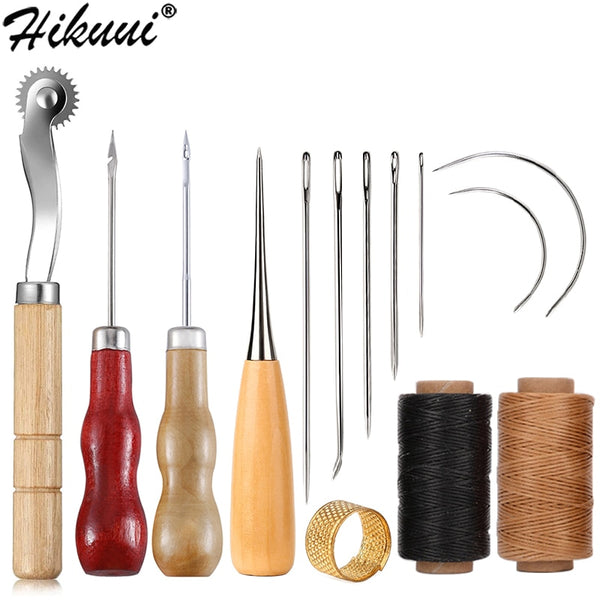 Leather Craft Sewing Kit Waxed Thread Hand Quilting Needles Sewing Awl for Beginner Leather Upholstery Repair, Stitching, Sewing