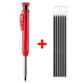 Solid Carpenter Pencil Set with 6 Refill Built-in Sharpener Deep Hole Mechanical Pencil Woodworking Tools Carpentry Scriber