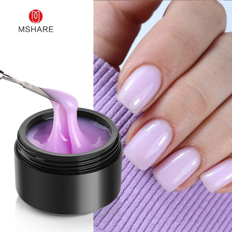 MSHARE 10ml Milky White Builder Nail Extension Gel Self leveling Nails Quick Building Clear Pink Nail Tips UV Led Gel Soak Off