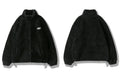Hip Hop Winter Fleece Fluffy Jacket Streetwear Harajuku Fuzzy Zipper Coat Men Autumn Solid Color Lightweight Jackets Black Beige