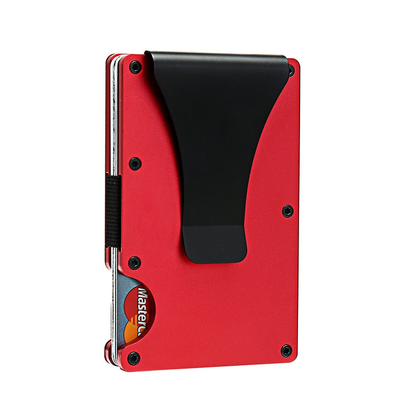 DIENQI Carbon Fiber Card Holder Mini Slim Wallet Men Aluminum Metal RFID Magic Wallet Small Thin Male Purses Money Bag Vallet