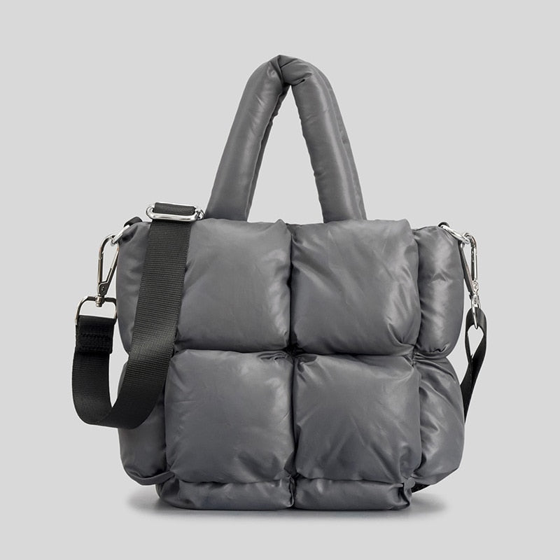 Fashion Large Tote Padded Handbags Designer Quilted Women Shoulder Bags Luxury Nylon Down Cotton Crossbody Bag Winter Purse 2022