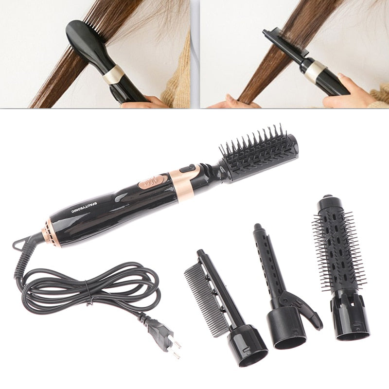 4 In 1 Hairdressing Electric Heat Comb Hair Curler Brush Multifunctional Hair Straightening Comb Quick Beard Hair Styler Tool