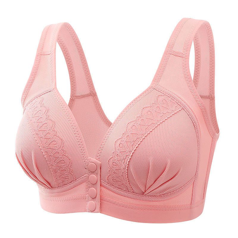 3PCS New Arrival Large Size Front Button Comfortable Gather Bra Breathable Thin Section Without Steel Ring Women Underwear 105