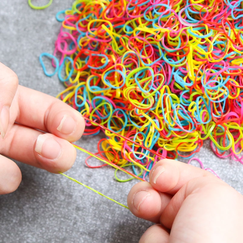 1000PCS Disposable Rubber Band Hairband For Children  Ponytail Hairs Ties Colourful Elastic Hair Bands Baby Hair Accessories