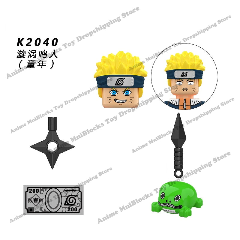 Naruto Sasuke Sakura Kakashi Obito Jiraiya Tsunade anime dolls Mini Action toy Figures cartoon Assemble blocks kid Birthday gift