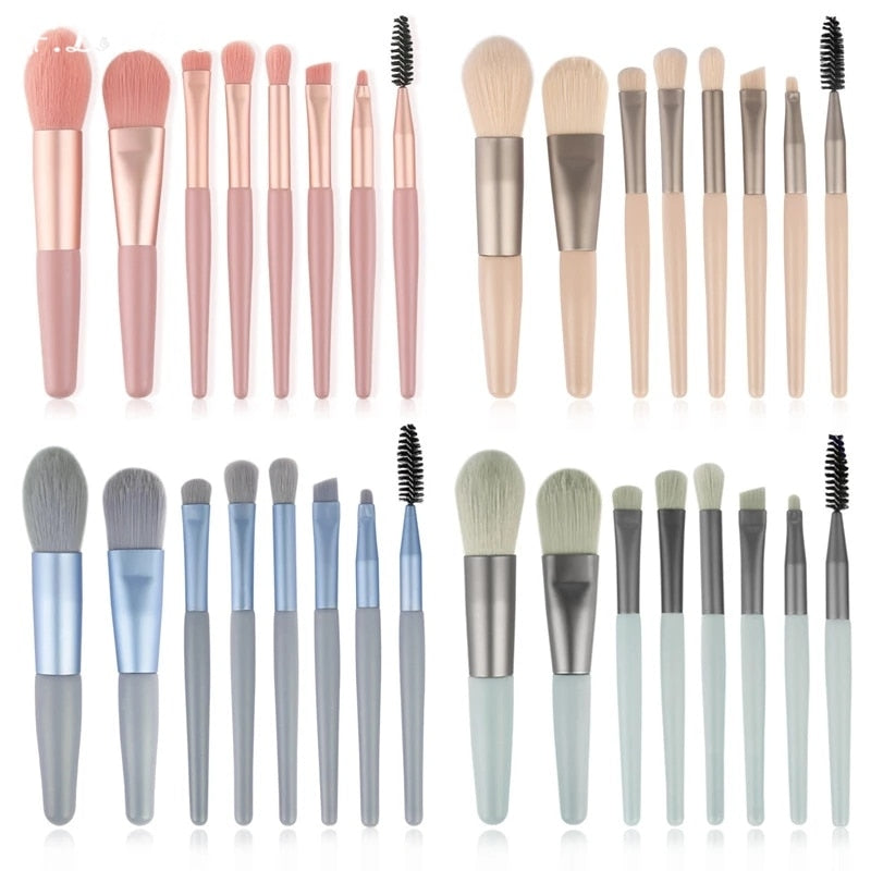 8Pcs Mini Travel Women Makeup Brushes Set Portable Soft Concealer Brush Beauty Foundation Eye Shadow Tool Eyelash Brush With Bag