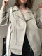 Sungtin Korean Faux Leather Jacket Women Belt Oversize BF Style Punk PU Women&