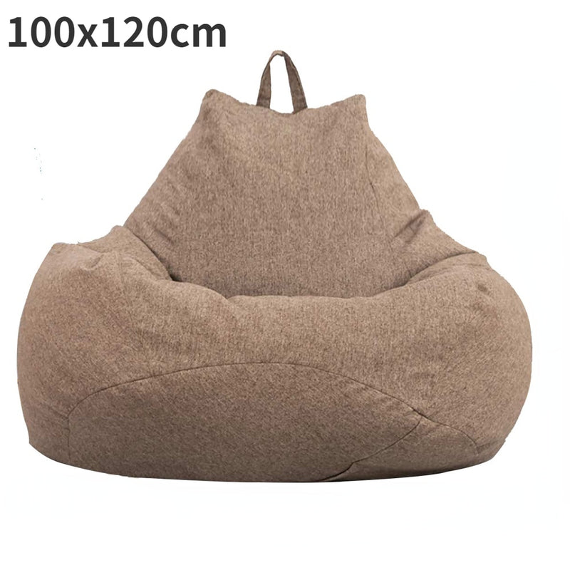 Lazy Sofa Cover Solid Chair Covers Without Filler Linen Cloth Lounger Seat Bean Bag Pouf Puff Couch Tatami Living Room Beanbags