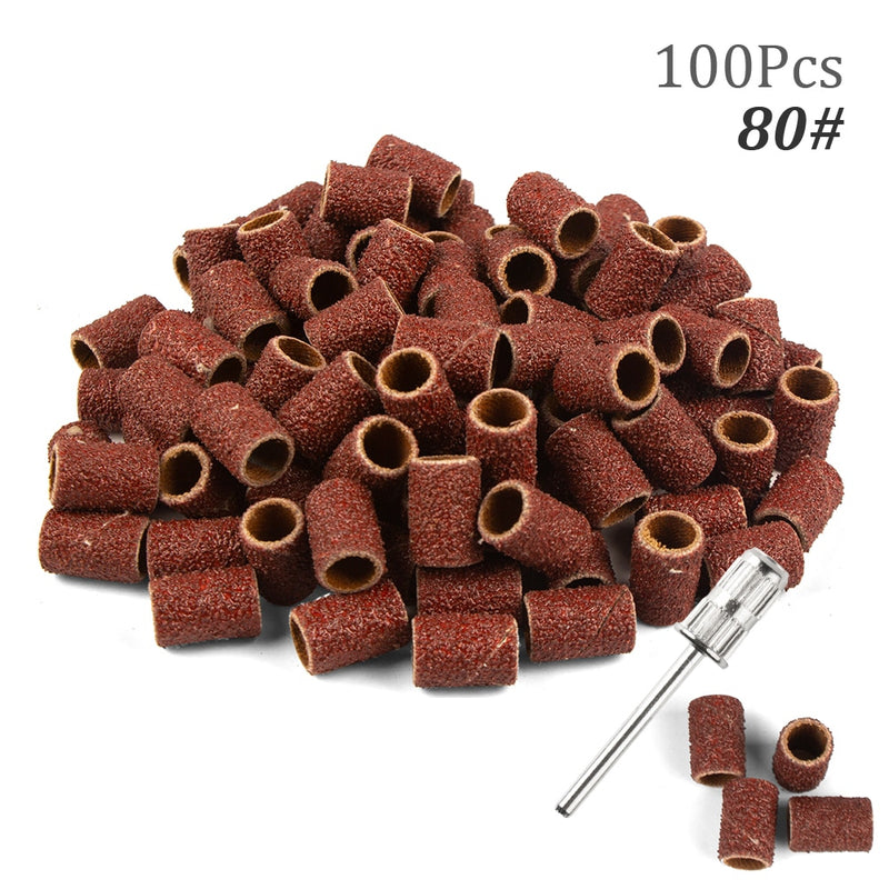 100pcs 80''/120''/180" Nail Art Sanding Bands Gel Polish Remover Tool Accessory for Electric Nail Machine Nail Drill Bits