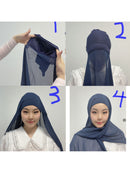 Instant Hijab With Cap Heavy Chiffon Jersey Hijab For Women Veil Muslim Fashion Islam Hijab Cap Scarf For Muslim Women Headscarf