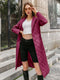 Simplee Long straight winter coat with rhombus pattern Casual sashes women parkas Deep pockets tailored collar stylish outerwear