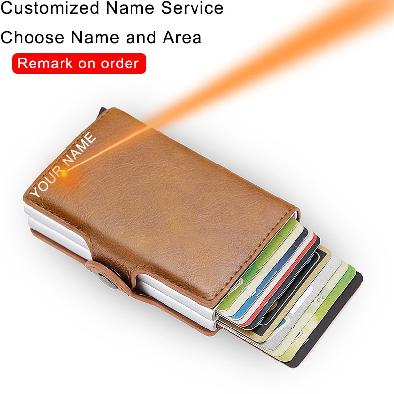 Top Quality Rfid Wallet Men Money Bag Mini Purse Male Aluminium Card Wallet Small Clutch Leather Wallet Thin Purse Carteras 2022