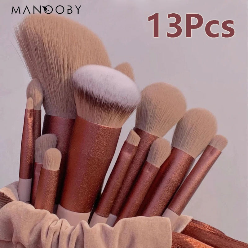 8/13Pcs Natural Makeup Brushes Soft Fluffy Hair Brushes Contour Eyeshadow Make Up Brushes Foundation Powder Beauty Tool Blending