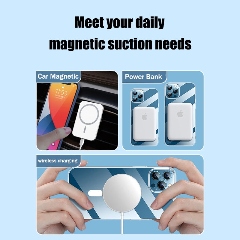 Clear For Magsafe Magnetic Wireless Charging Case For iPhone 14 13 12 11 Plus Pro Max Mini X XS XR 7 8 SE2022 Hard Acrylic Cover