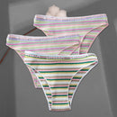 FINETOO 3Pcs/Set Colorful Stripes Panties Women&