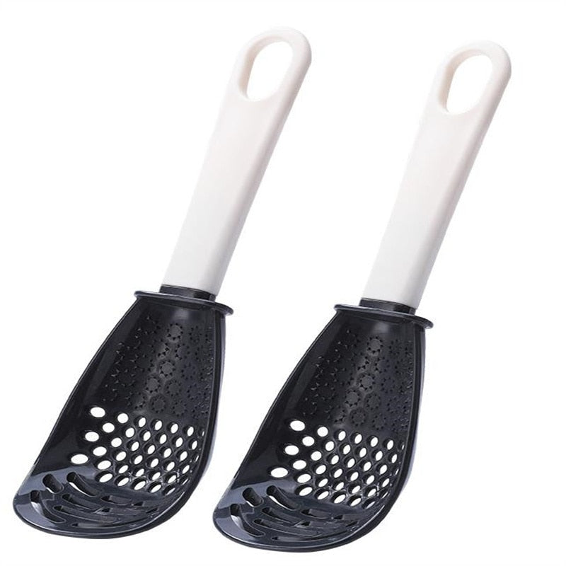 New Multifunctional Kitchen Cooking Spoon Heat-resistant Hanging Hole Innovative Potato Garlic Press Colander Innovative kitchen