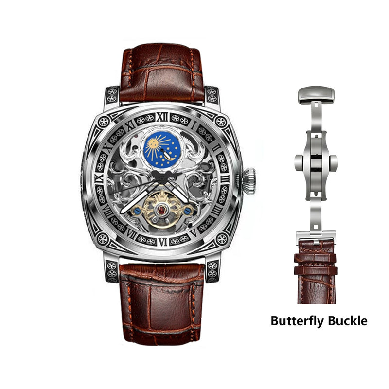 Authentic Brand Carved Watches Fully Automatic men watches Hollowed Fashion Mechanical Watches luxury MAN WATCH Reloj Hombre