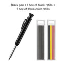 Solid Carpenter Pencil Set with 6 Refill Leads Built-in Sharpener Mechanical Pencil Marking Tool Kit for Woodworking Architect