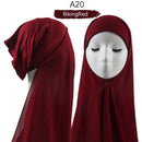 Instant Hijab With Cap Heavy Chiffon Jersey Hijab For Women Veil Muslim Fashion Islam Hijab Cap Scarf For Muslim Women Headscarf