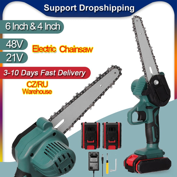 21V 4-6Inch Portable Electric Pruning-Saw 88VF Wood Spliting Chainsaw Brush Motor One-handed Woodworking Tool for Garden Orchard