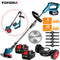 Electric Folding Lawn Mower Cordless Lawn Trimmer with 2 Lithium Batteries 8 Accessories Adjustable Handheld Power Tools