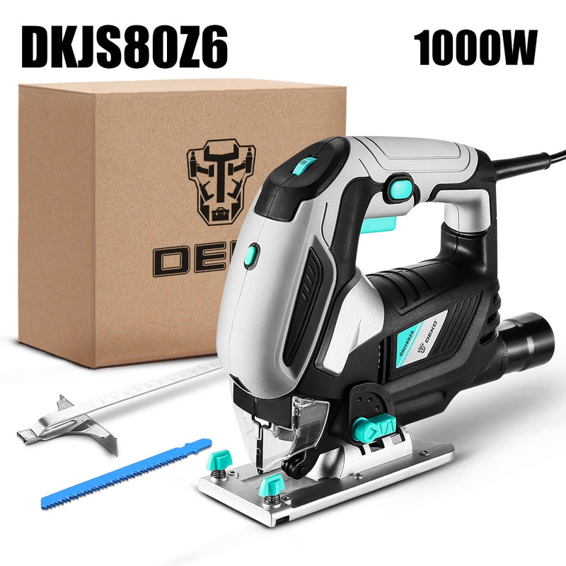 DEKO 220V JigSaw for Home DIY 3000rpm Variable Speed Electric Saw with Piece Blades Accessories 600W/750W/1000W Power Tool