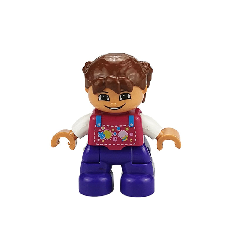 Big Size Action Figures City Princess Policemen Family Building Block Doll Character Accessory Toys Assembly Children Kids Gift