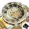 WINNER Transparent Skeleton Watch for Men Mechanical Wristwatches Diamond Watches Mens Luxury Stainless Steel Strap Unisex Clock