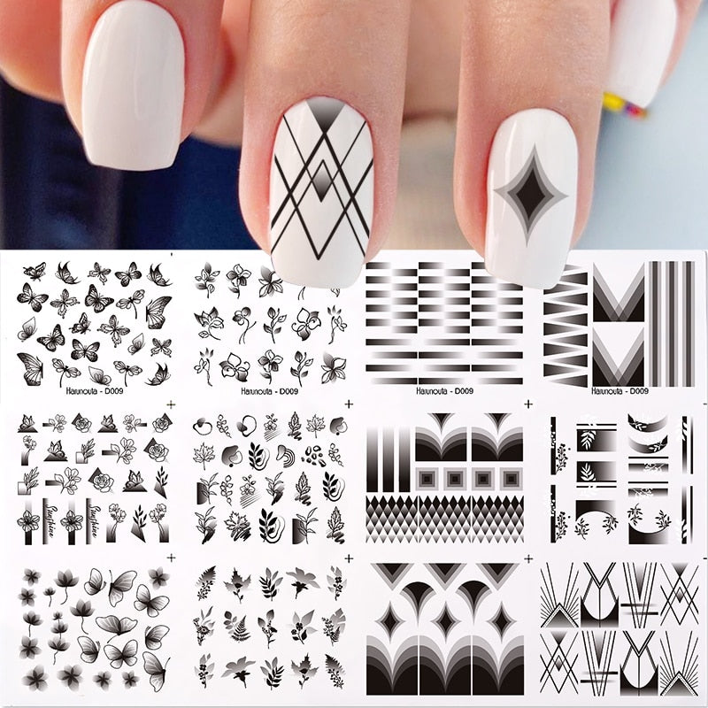 12 Designs Nail Stickers Set Mixed Floral Geometric Nail Art Water Transfer Decals Sliders Flower Leaves Manicures Decoration