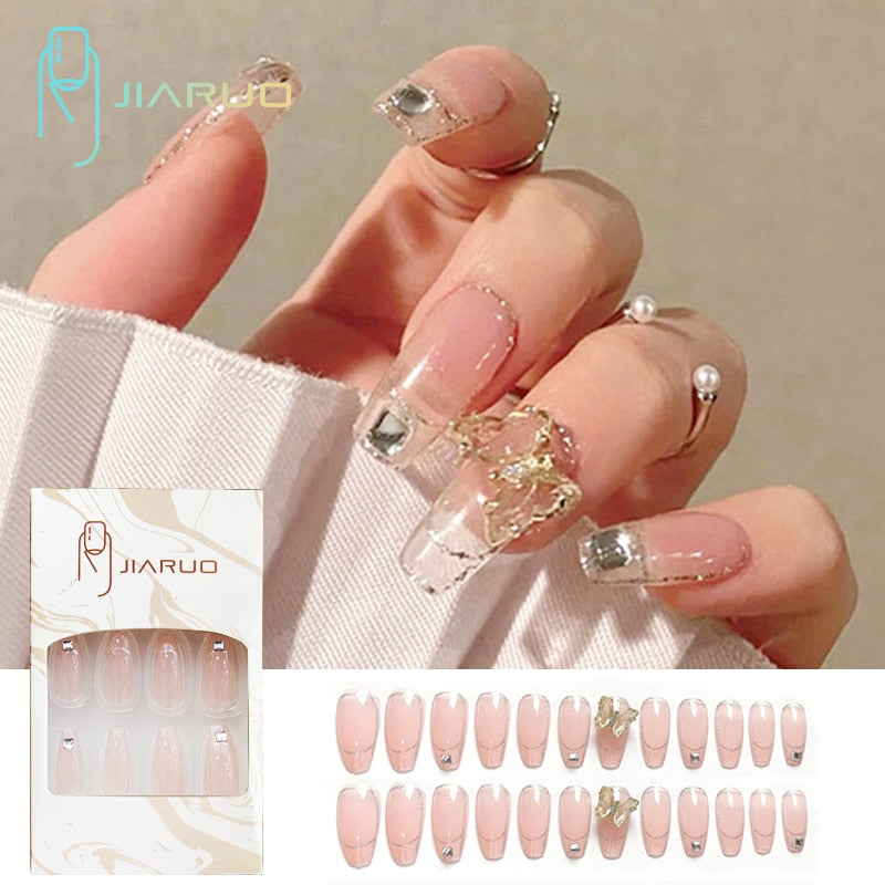 Fake Nails Art Nail Tips Press on False with Designs Set Full Cover Artificial Short Packaging Kiss Display Clear Tipsy Stick