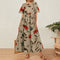 Vintage Floral Long Dress Women Summer Elegant Linen Short Sleeve Boho Maxi Dress Female Holiday Sundress Party Dresses Vestidos