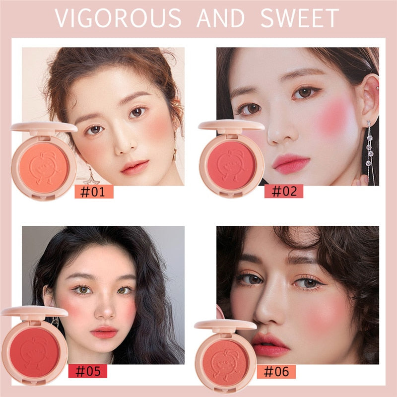 New 6 Colors Blush Makeup Palette Mineral Powder Red Rouge Lasting Natural Cream Cheek Tint Orange Peach Pink Blush Cosmetic