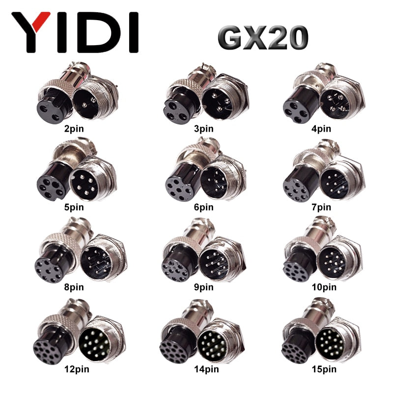 YIDI 5/10Set GX12 GX16 GX20 2 3 4 5 6 7 8 9 10 12 14 15 Pin Male Female Lc Cable Aviator Aviation Circular Connector Plug Socket