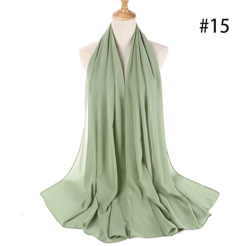 Hijab Scarf 72*175cm Plain Chiffon Scarves For Women Muslim Fasion Islam Clothing Headscarves Shawl For Ladies Headwrap Ramadan