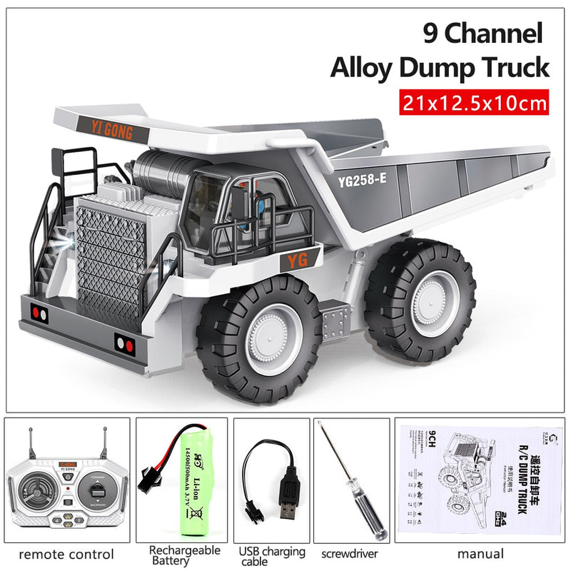 RC Excavator Dumper RC Car Toy 2.4G Remote Control Engineering Vehicle Crawler Truck Bulldozer Children Toys for Boys Kids Gifts