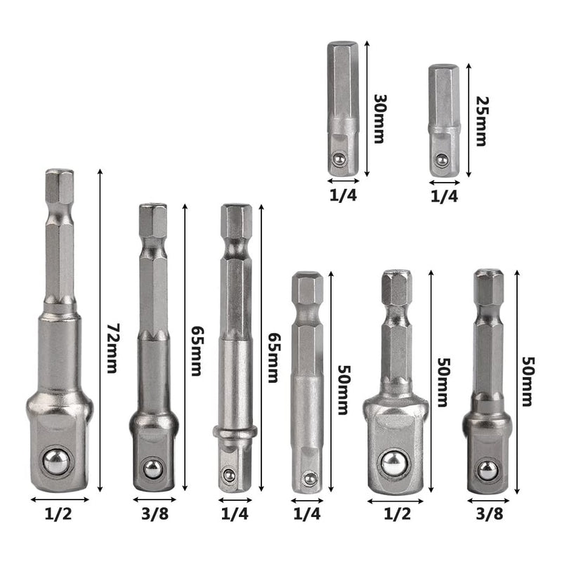 Drill Socket Adapter 1/4&#39;&#39; Hex Shank Extension for Impact Driver 1/2&#39;&#39; 3/8&#39;&#39; 1/2&#39;&#39; Square Head Drill Bit Adapter Set Hand Tools