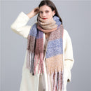 2022 New Women Plaid Scarf Winter Pashmina Shawls Cashmere Thick Wraps Lady Tassel Warm Scarves Rainbow Hairy Bufanda
