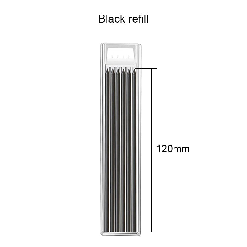 Solid Carpenter Pencil Set Built-in Sharpener with 6 Refill Leads Mechanical Pencil Marking Tool Kit for Woodworking Architect