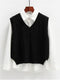 Vest Women Solid Short Loose Trendy Korean Style Sleeveless Knitted V-Neck All-match Female Coats Simple Leisure Outwear ZY5117