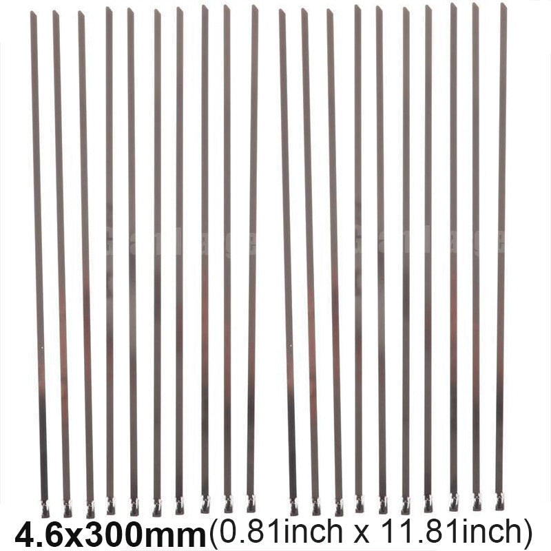 20 Pcs Stainless Steel Metal Cable Ties Exhaust Wrap Coated Locking Metal Zip-Exhaust Multifunctional Locking Cable Ties