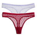2PCS/Set Lace Sexy G-String Thongs Transparent Women&#39;s panties Low-Waist Female Underpants Mesh Perspective Briefs Lingerie M-XL