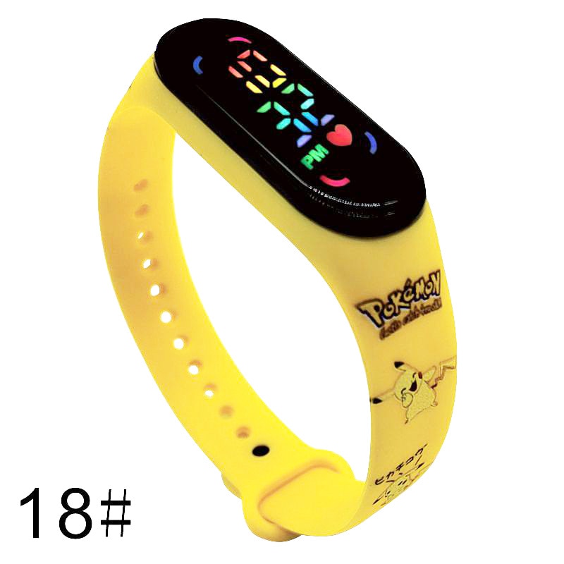 Pokemon Strap LED Electronic Watch Fashion Colorful Bracelet Touch Waterproof Anime Character Pikachu Educational Children&